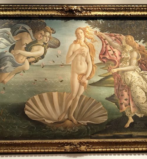 Nun in den Uffizien: Das ist "Die Geburt der Venus" von Sandro Botticelli und wahrscheinlich eines der bekanntesten Gemälde der Ausstellung.