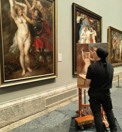 Am Dienstag ging es gleich in das wichtigste Kunstmuseum der Stadt: Den Prado. Und auch hier standen abundzu Künstler:innen, die Reproduktionen anderer Werke anfertigten.