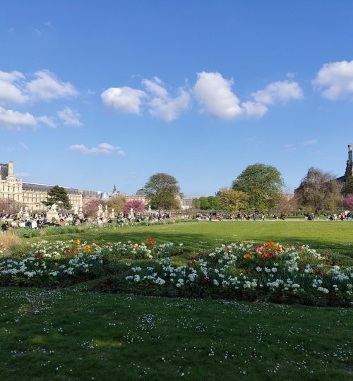 Ein paar hundert Meter weiter ist der Jardin des Tuileries, in dem schon für den Frühling bepflanzt wurde.
